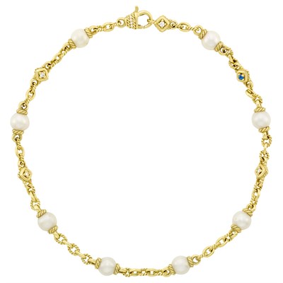 Lot 59 - Gold, Cultured Pearl, Diamond and Sapphire Necklace, Attributed to Judith Ripka
