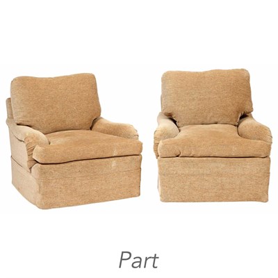 Lot 418 - Set of Four Chenille Fabric Upholstered Club...