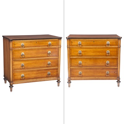 Lot 440 - Pair of Regency Style Inlaid Mahogany Chests...