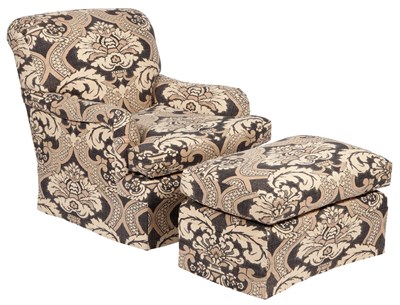 Lot 443 - Upholstered Club Chair and Ottoman