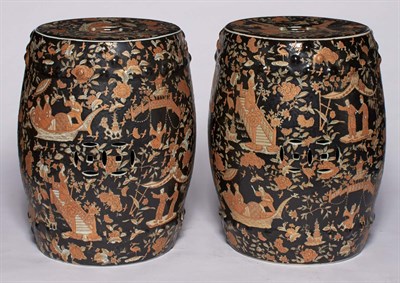Lot 316 - Pair of Chinese Porcelain Barrel-Form Garden...