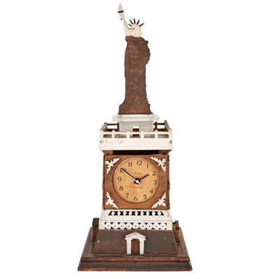 Lot 427 - Folk Art Painted and Stained Wood Tower-Form...