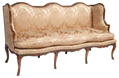 Lot 144 - Louis XV Upholstered Walnut Settee Length 6...