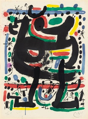 Lot 130 - Joan Miró POSTER FOR THE OPENING OF MOURLOT...