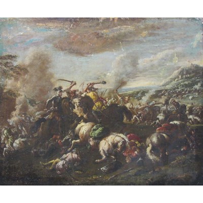 Lot 71 - Circle of Gaspare Diziani A Battle with Turks...
