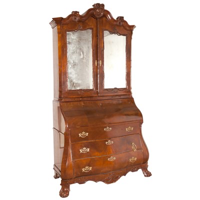 Lot 140 - Dutch Rococo Style Mahogany Secretary Bookcase...