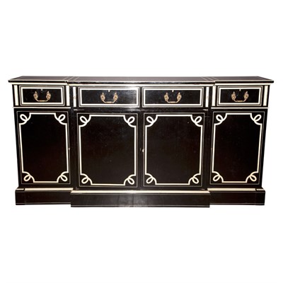 Lot 141 - Regency Style Black Lacquered Breakfront...