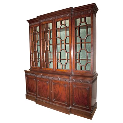 Lot 144 - George III Style Mahogany Breakfront Bookcase...