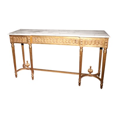 Lot 204 - Louis XVI Style Marble Top Gold Painted...