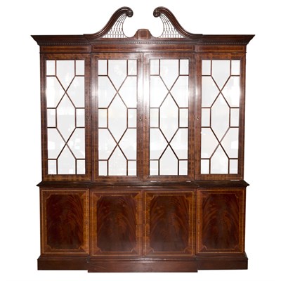 Lot 269 - George III Style Inlaid Mahogany Breakfront...