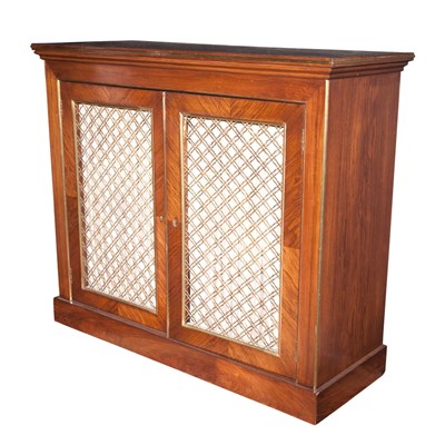 Lot 281 - Regency Style Brass Mounted Mahogany Cabinet...