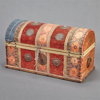 Lot 524 - Renaissance Style Fabric Clad Coffer Length 17...