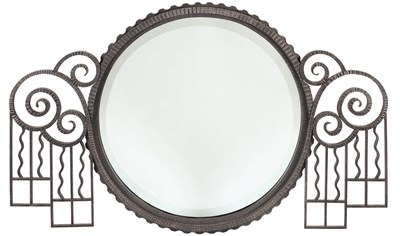 Lot 489 - Art Deco Iron Overmantel Mirror Probably...