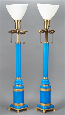 Lot 81 - Pair of Empire Style Gilt-Metal Mounted Blue...