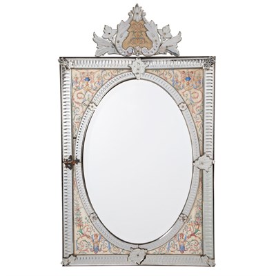 Lot 333 - Venetian Polychrome Decorated Mirror Height 55...