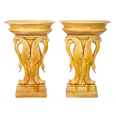 Lot 400 - Pair of Majolica Style Jardinieres on...