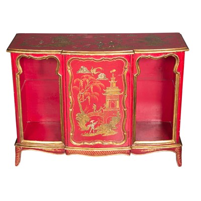 Lot 444 - Regency Style Red Painted Chinoiserie...