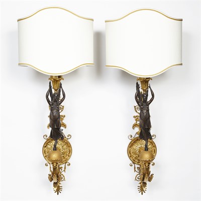Lot 599 - Pair of Empire Style Gilt and Patinated-Metal...