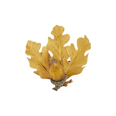 Lot 101 - Gianmaria Buccellati Gold and Silver Acorn Leaf Brooch