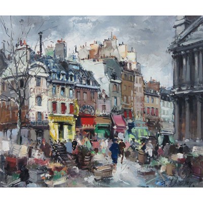Lot 17 - Francois Claver French, b. 1918 Market, Paris...