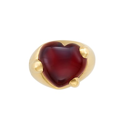 Lot 28 - Gold and Cabochon Garnet Ring, Pomellato