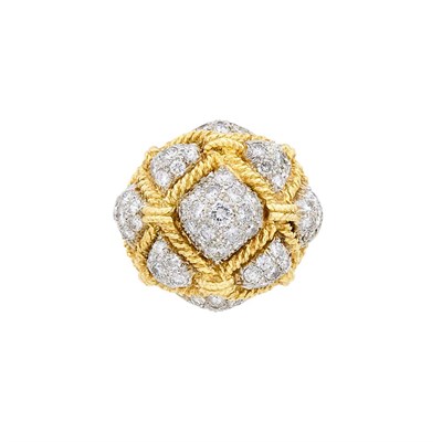 Lot 82 - Two-Color Gold and Diamond Dome Ring, Hammerman Bros.