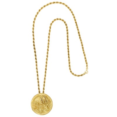 Lot 66 - Gold Pendant-Brooch, Boris LeBeau, with Gold Chain
