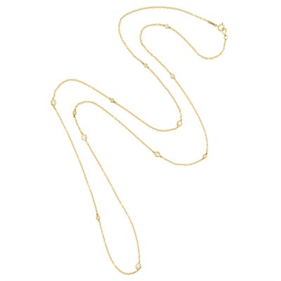 Lot 222 - Long Gold and Diamond Chain Necklace, Elsa Peretti