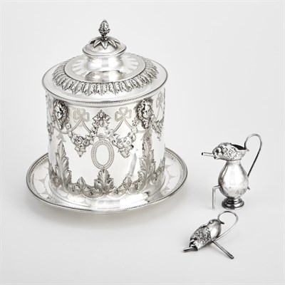 Lot 436 - Silver Plated Biscuit Box Of cylindrical form,...