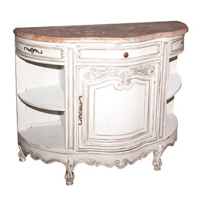 Lot 298 - Continental Style Gray Painted Demilune Marble...