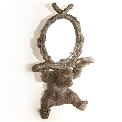 Lot 285 - Patinated-Bronze Bear-Form Mirror Height 23...