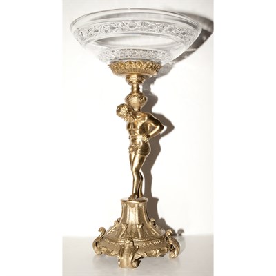 Lot 356 - Gilt-Bronze and Cut Glass Figural Centerpiece...