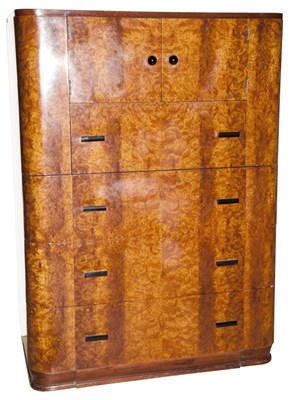 Lot 147 - Art Deco Burl Wood Chest of Drawers Height 50...