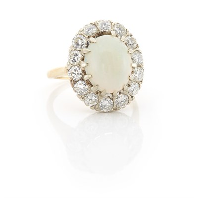 Lot 1118 - Gold, Opal and Diamond Ring