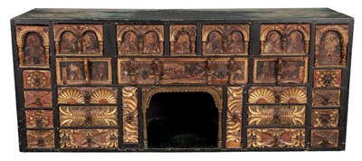 Lot 377 - Continental Painted and Parcel Gilt Vargueno...