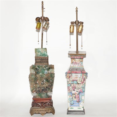 Lot 358 - Chinese Famille Rose Porcelain Lamp Height 17...