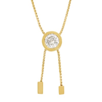 Lot 4 - Long Gold and Diamond Slide Chain Necklace