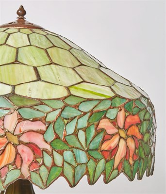 Lot 452 - Handel Leaded Glass and Patinated-Metal...