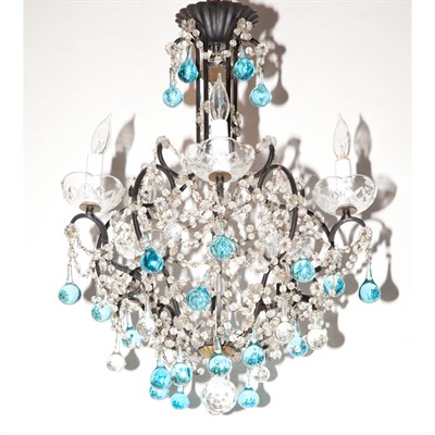 Lot 164 - French Style Metal, Colorless and Blue Glass...