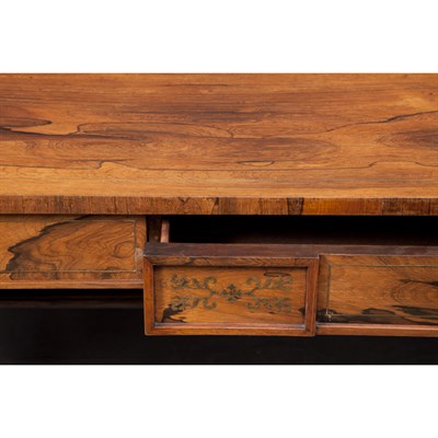 Lot 424 - George IV Brass Inlaid Rosewood and Parcel...