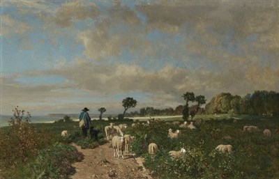 Lot 1 - Constant Troyon French, 1810-1865 A Shepherd...