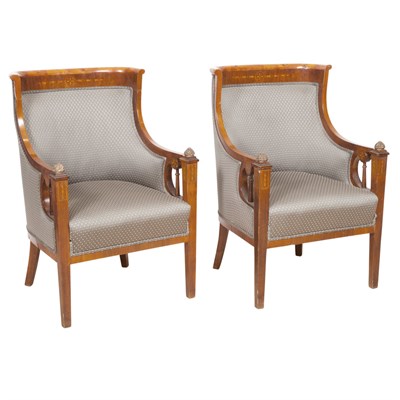 Lot 393 - Suite of Empire Style Burrwood Salon Furniture...