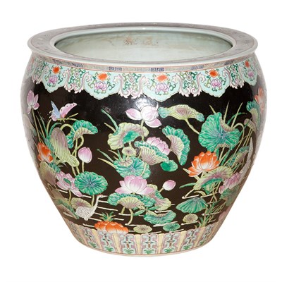 Lot 571 - Chinese Famille Noir Porcelain Fish Bowl...