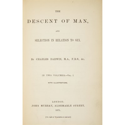 Lot 114 - DARWIN, CHARLES The Descent of Man and...
