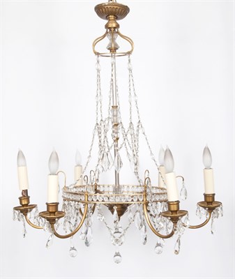 Lot 329 - Continental Gilt-Metal Six-Light Chandelier...