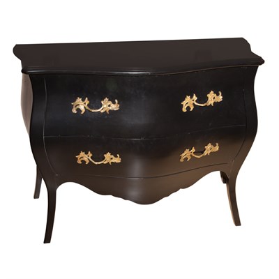 Lot 370 - Black Painted Bombe-Form Chest of Drawers...