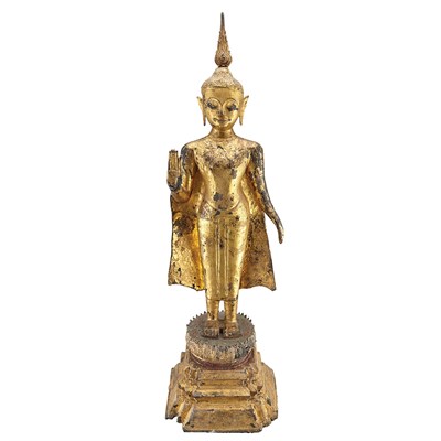 Lot 59 - Thai Gilt-Bronze Buddha Ayutthaya style,...