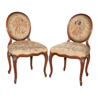 Lot 239 - Pair of Louis XV Style Mahogany Side Chairs