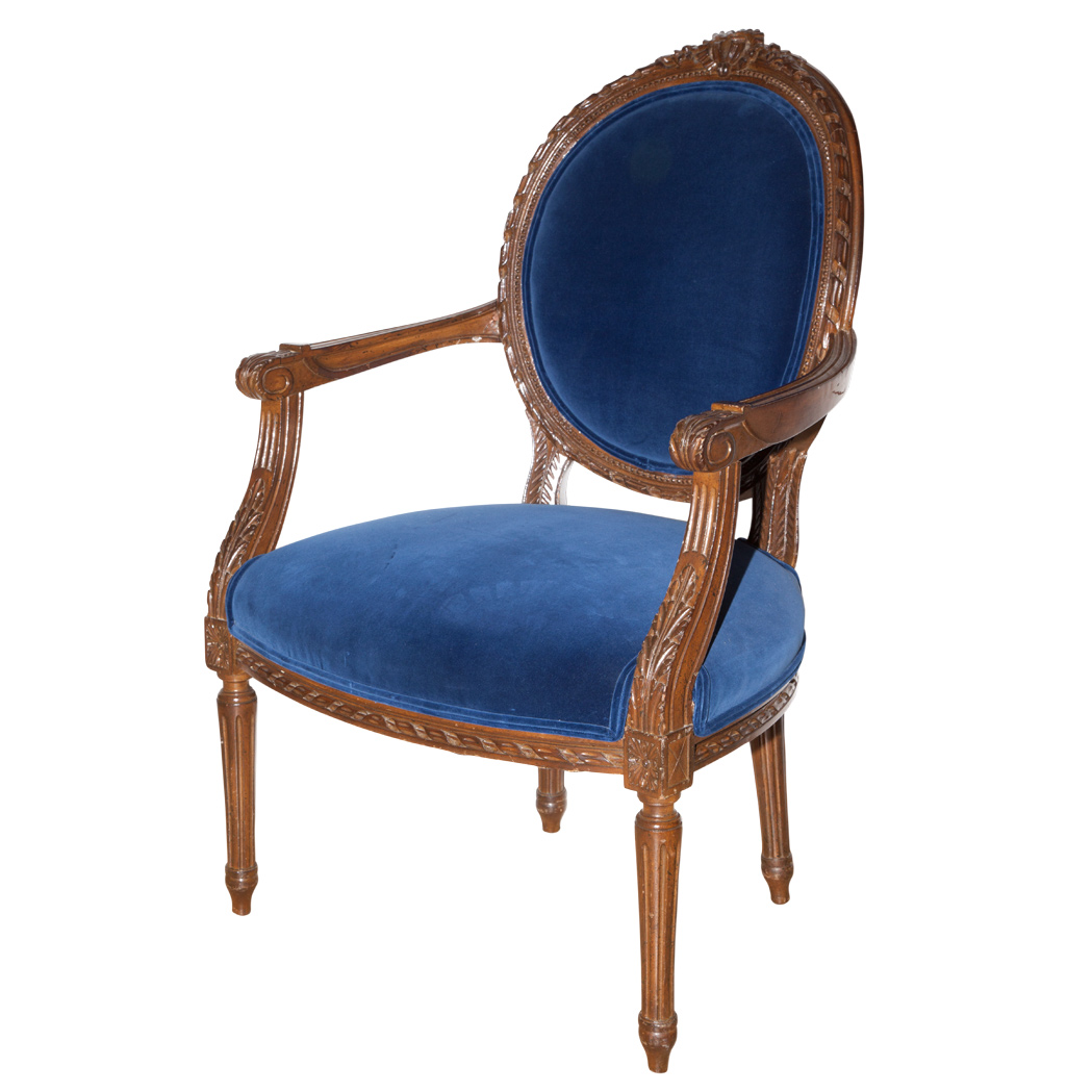 Lot 327 - Louis XVI Style Walnut Stained Fauteuil