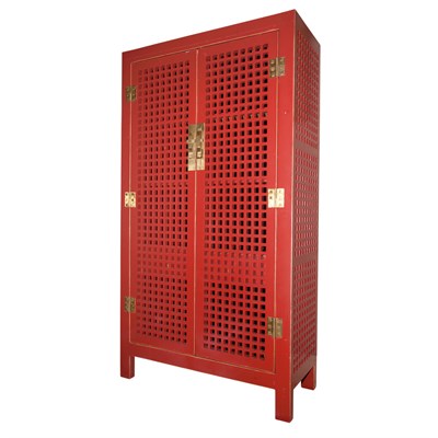 Lot 266 - Chinese Style Red Painted Cabinet Height 7...